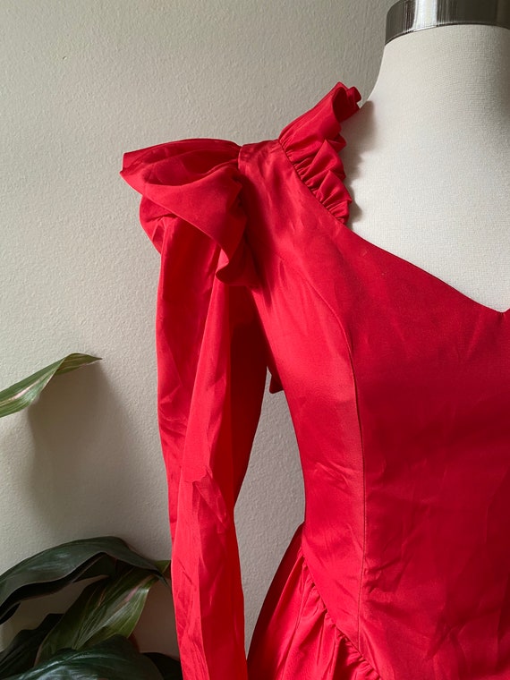 Vintage Taffeta Red Dress, Red Formal Dress, Red … - image 3