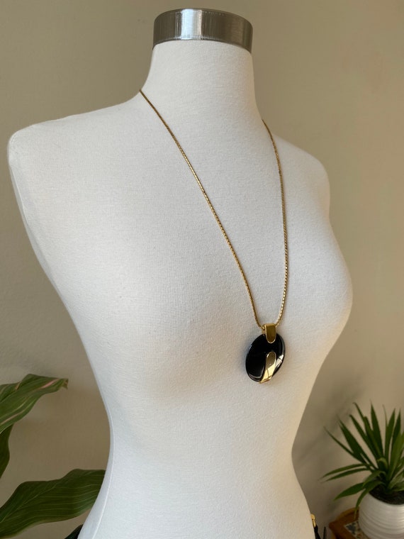 Vintage Necklace, Monet Necklace, Black Lucite Pe… - image 7