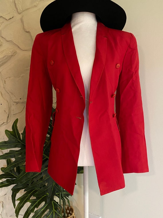 Vintage Blazer,Valentino Blazer Jacket Red Silk M… - image 5