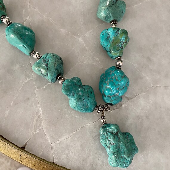 Turquoise Necklace, Chunky Turquoise, Natural Tur… - image 6