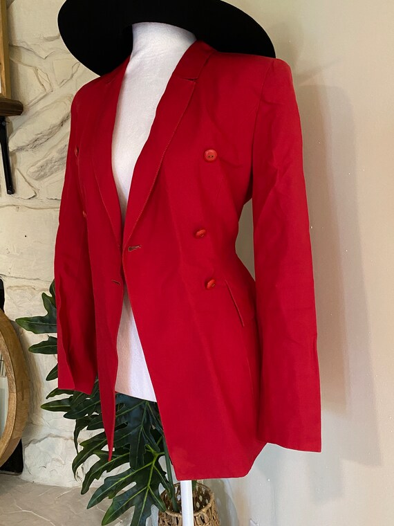 Vintage Blazer,Valentino Blazer Jacket Red Silk M… - image 4