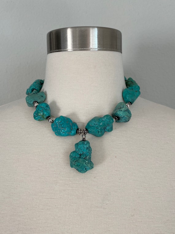 Turquoise Necklace, Chunky Turquoise, Natural Tur… - image 3