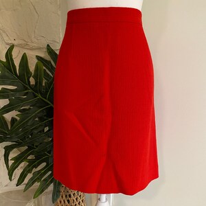 Vintage Skirt, 1980s Valentino Skirt Red Pencil Wool Skirt Made in Italy 46, 12