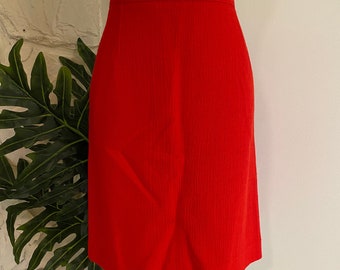 Vintage Valentino Red Wool Pencil Skirt - 1980s Made in Italy