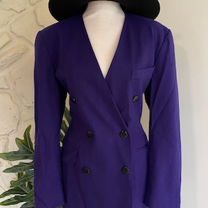 Vintage Blazer,ESCADA by Margaretha Ley Wool and Cashmere Blazer Coat Jacket Royal Purple,38/M