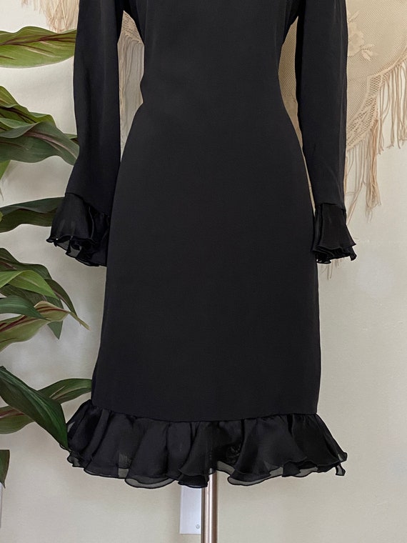 David Hayes Dress, Black Cocktail Dress, Silk Bla… - image 7