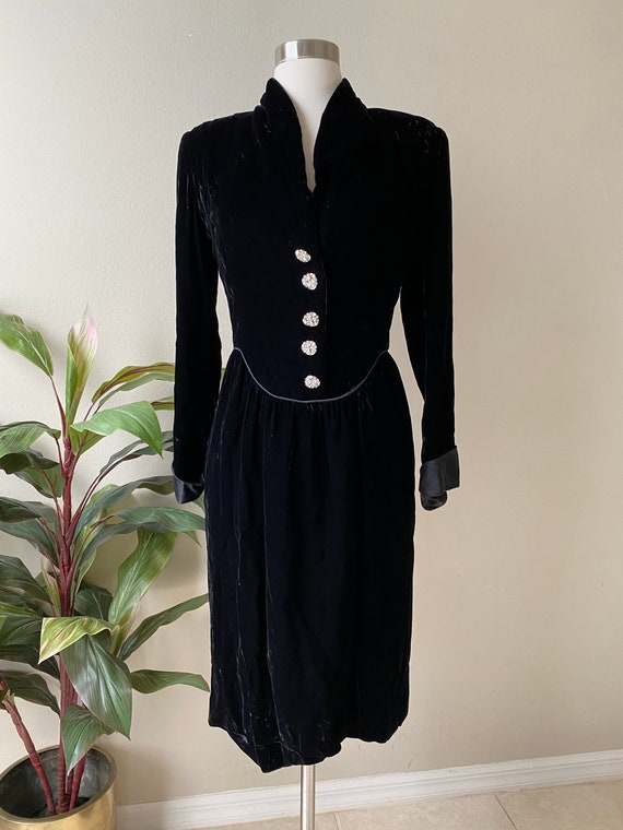Vintage Velvet Dress, Oscar de la Renta Dress, Bla