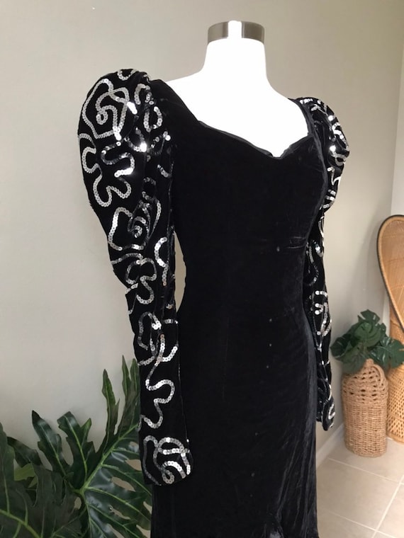 Vintage Dress,1980s Avant Garde Vamp Velvet Dress… - image 2