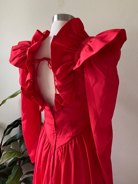 Vintage Taffeta Red Dress, Red Formal Dress, Red … - image 4