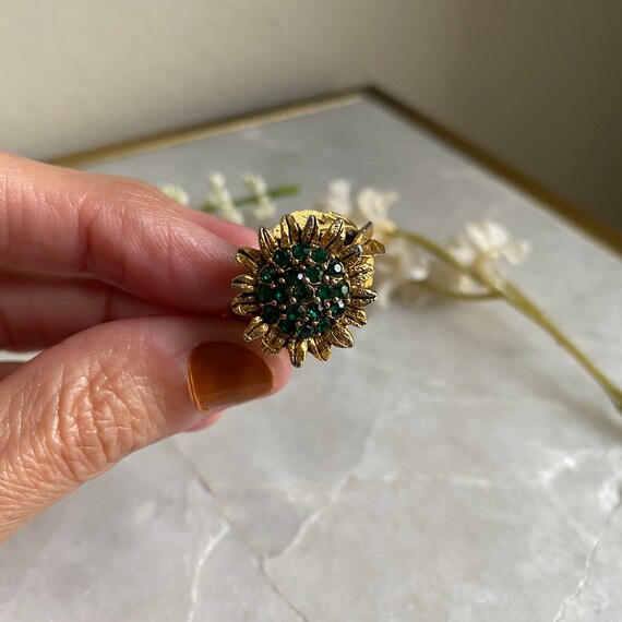 Gaudy Ring, Green Stones Ring, Emerald Ring, Sunf… - image 9