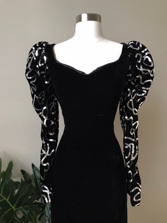 Vintage Dress,1980s Avant Garde Vamp Velvet Dress… - image 3