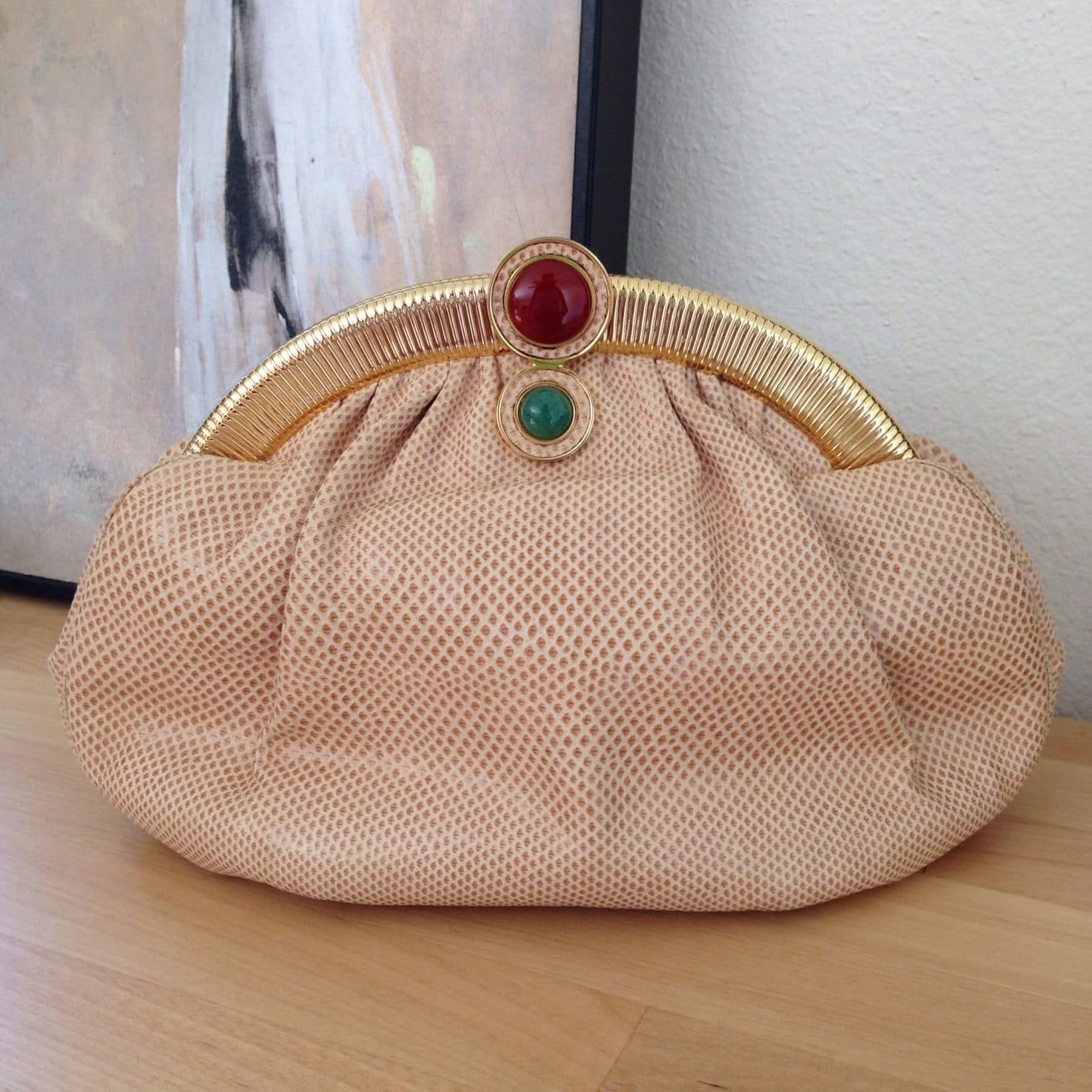 【美品】Judith Leiber ジュディス リーバー　ポーチ　バッグ Judith Leiber Peach Clutch