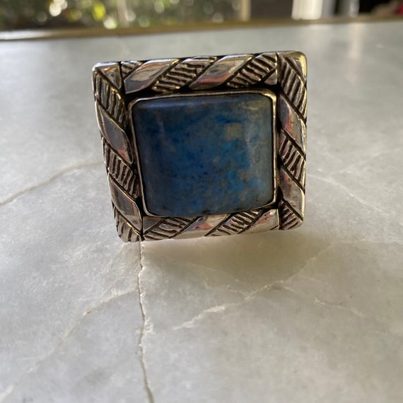 Sterling Silver Lapis Statement Ring - Native Ame… - image 5