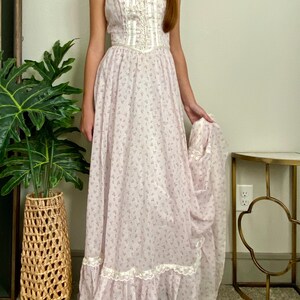 Vintage Gunne Sax Maxi Dress: Floral Lace-up Bohemian Prairie Dress - Etsy