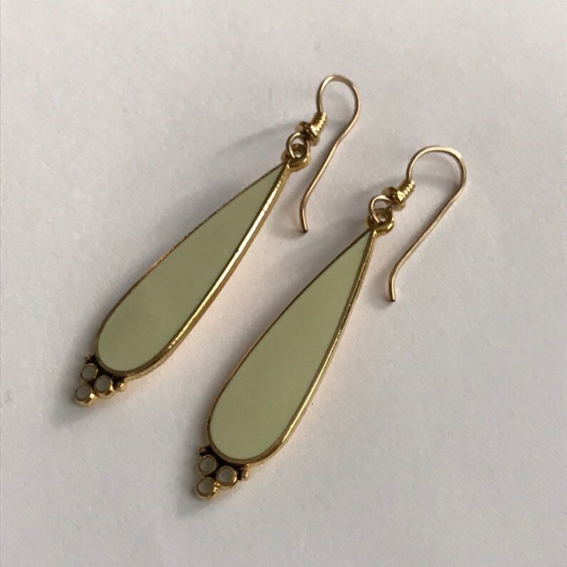 Vintage Earrings,Laurel Burch Ivory Enamel Drop Earrings
