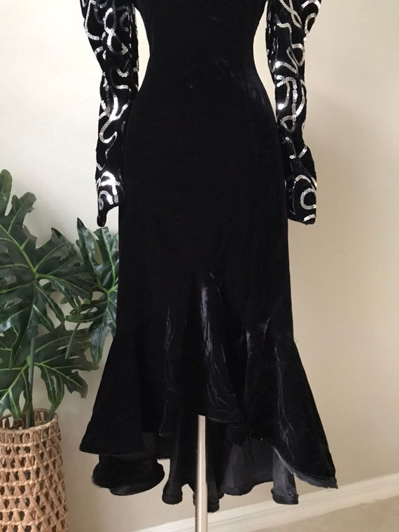 Vintage Dress,1980s Avant Garde Vamp Velvet Dress… - image 4