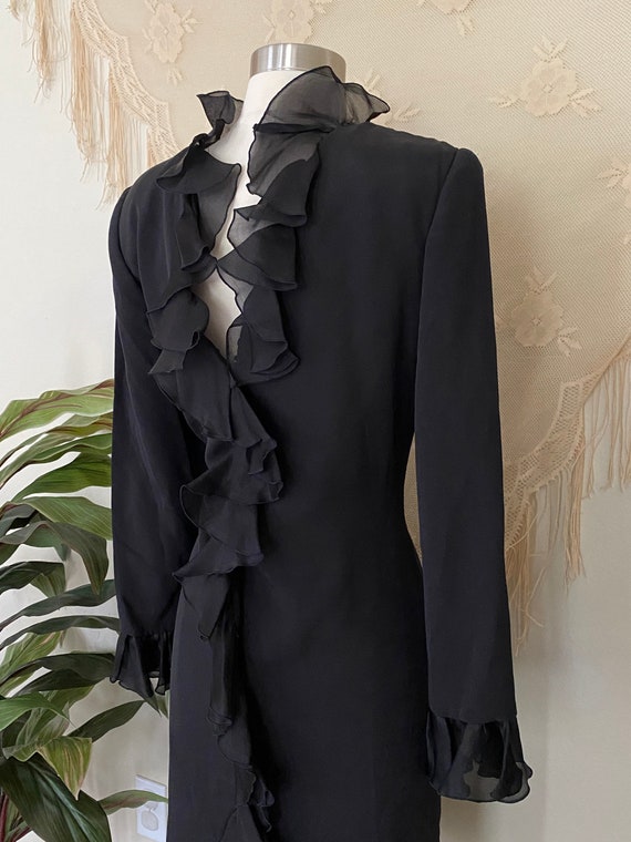David Hayes Dress, Black Cocktail Dress, Silk Bla… - image 10