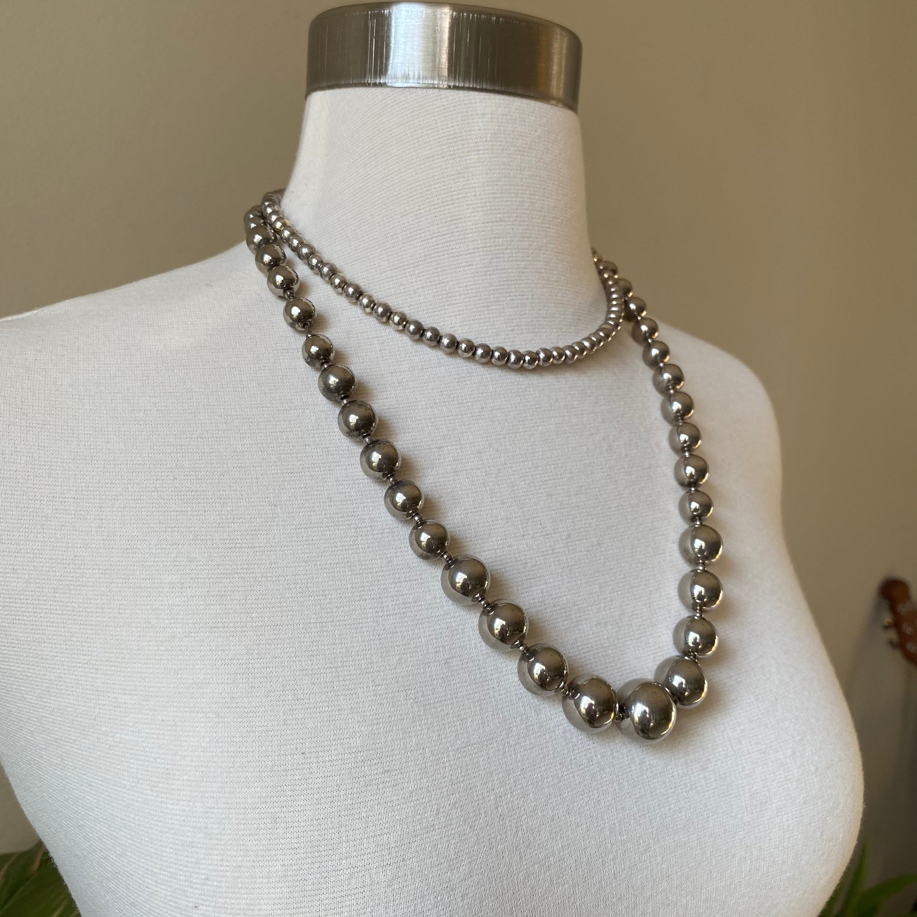 Vintage Necklace Napier Necklace Set of 2 Silver Ball Beads Etsy UK