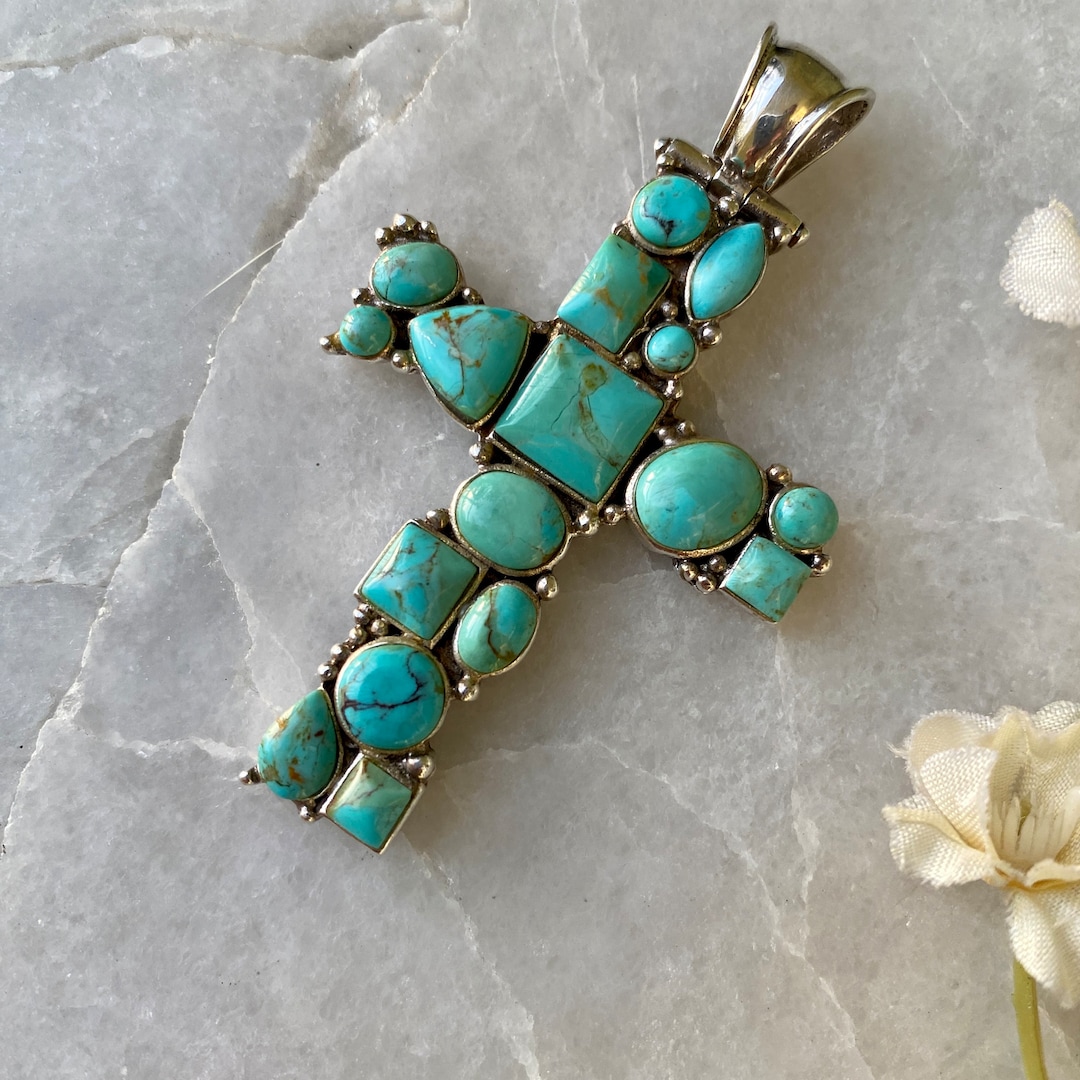•SONORAN GOLD TURQUOISE - 1• Navajo silver pendant main image 0