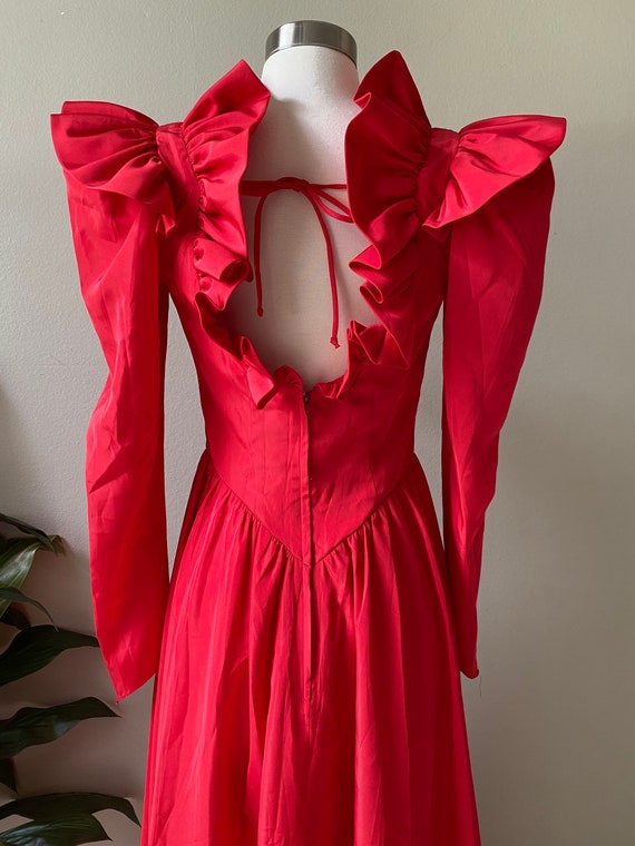 Vintage Taffeta Red Dress, Red Formal Dress, Red … - image 7