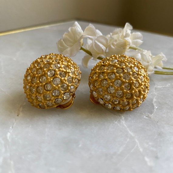 Vintage Dubin NR Rhinestone Clip On Earrings: Cocktail Statement Jewelry