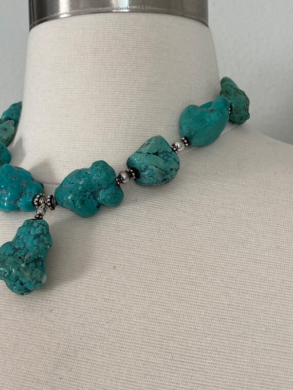 Turquoise Necklace, Chunky Turquoise, Natural Tur… - image 2