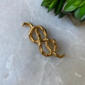 Vintage Ribbon Brooch, Bow Brooch, Vintage Brooch,Monet Brooch snake, Knotted Rope, Infinity Gold Tone Pin