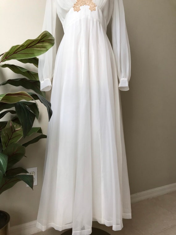 Vintage Dress,1940s White Chiffon Maxi Dress Brid… - image 2