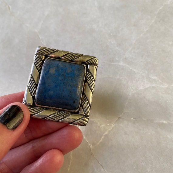 Sterling Silver Lapis Statement Ring - Native Ame… - image 1