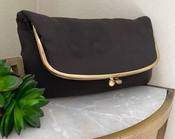 Vintage Handbag,Ingber Black Clutch Minimalist Style Cocktail Handbag
