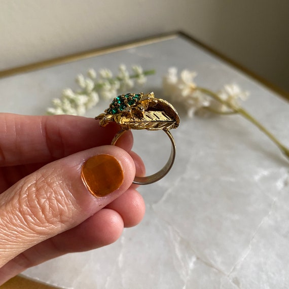 Gaudy Ring, Green Stones Ring, Emerald Ring, Sunf… - image 4