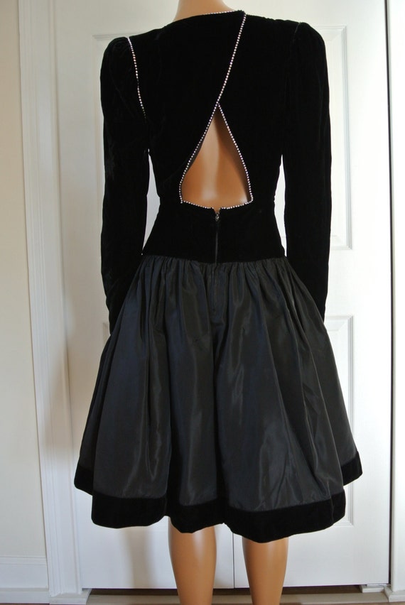 Vintage Dress,1990s Lillie Rubin Black Velvet and Ta… - Gem
