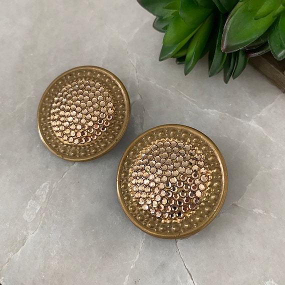 Vintage Richard Kerr Clip On Earrings: Bronze Cry… - image 9