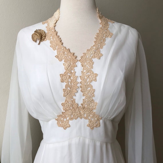Vintage Dress,1940s White Chiffon Maxi Dress Brid… - image 5