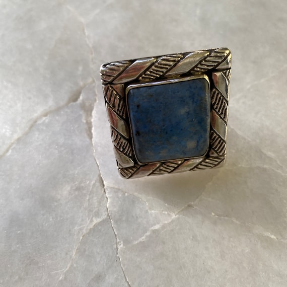 Sterling Silver Lapis Statement Ring - Native Ame… - image 4