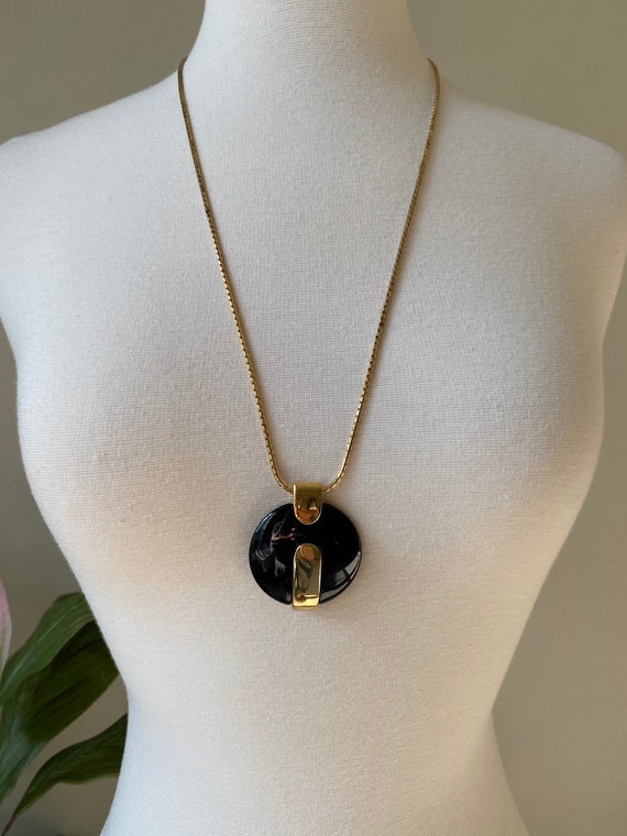 Vintage Necklace, Monet Necklace, Black Lucite Pe… - image 5