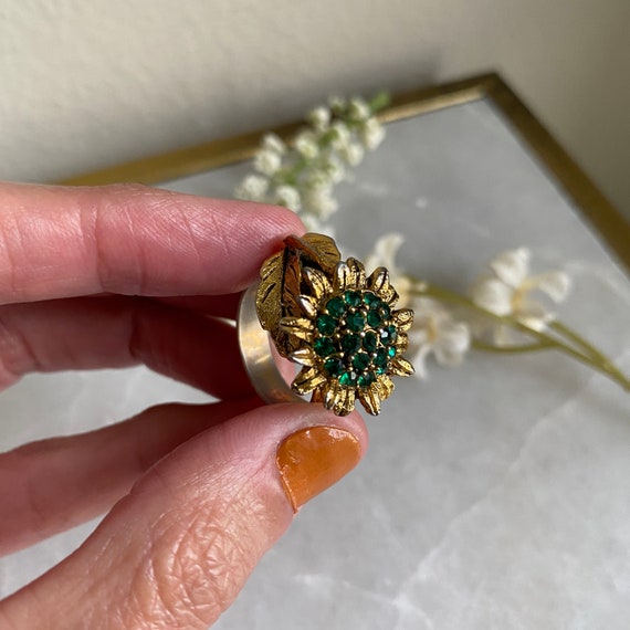 Gaudy Ring, Green Stones Ring, Emerald Ring, Sunf… - image 8
