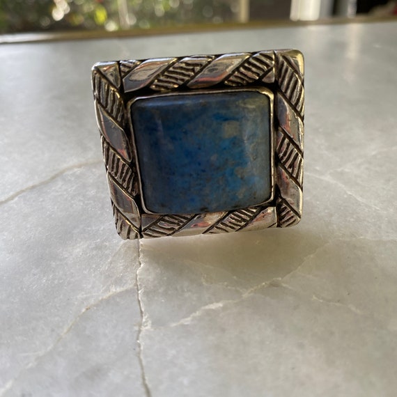 Sterling Silver Lapis Statement Ring - Native Ame… - image 8