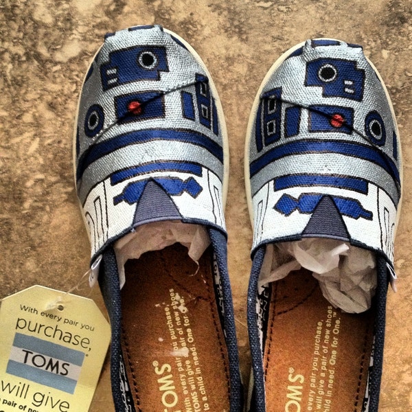 Custom Hand Painted Toms - Inspired by R2D2