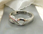 FREE SHIPPING size 7  "Love You Mom"  Gift infinity ring  avaible in all sizes hand engraved best gift for mom , grandma