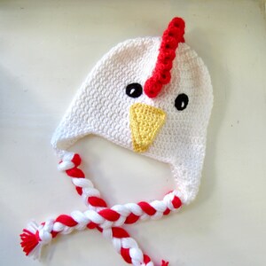 Chicken Hat,Baby Chick Prop, Crochet Chicken Character Hat, Chicken Beanie, Chicken Earflap Hat, Chicken Costume Hat, Newborn to Adult Sizes