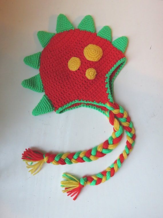 Crochet Dinosaur Character Hat Spiked And Spotted