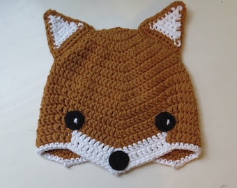 Crochet Fox Hat: Cotton Adult Beanie, Costume Fox Face