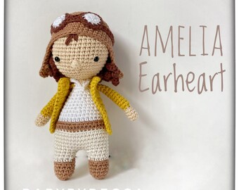 Amelia Earhart Crochet Doll: Handmade Aviator Amigurumi