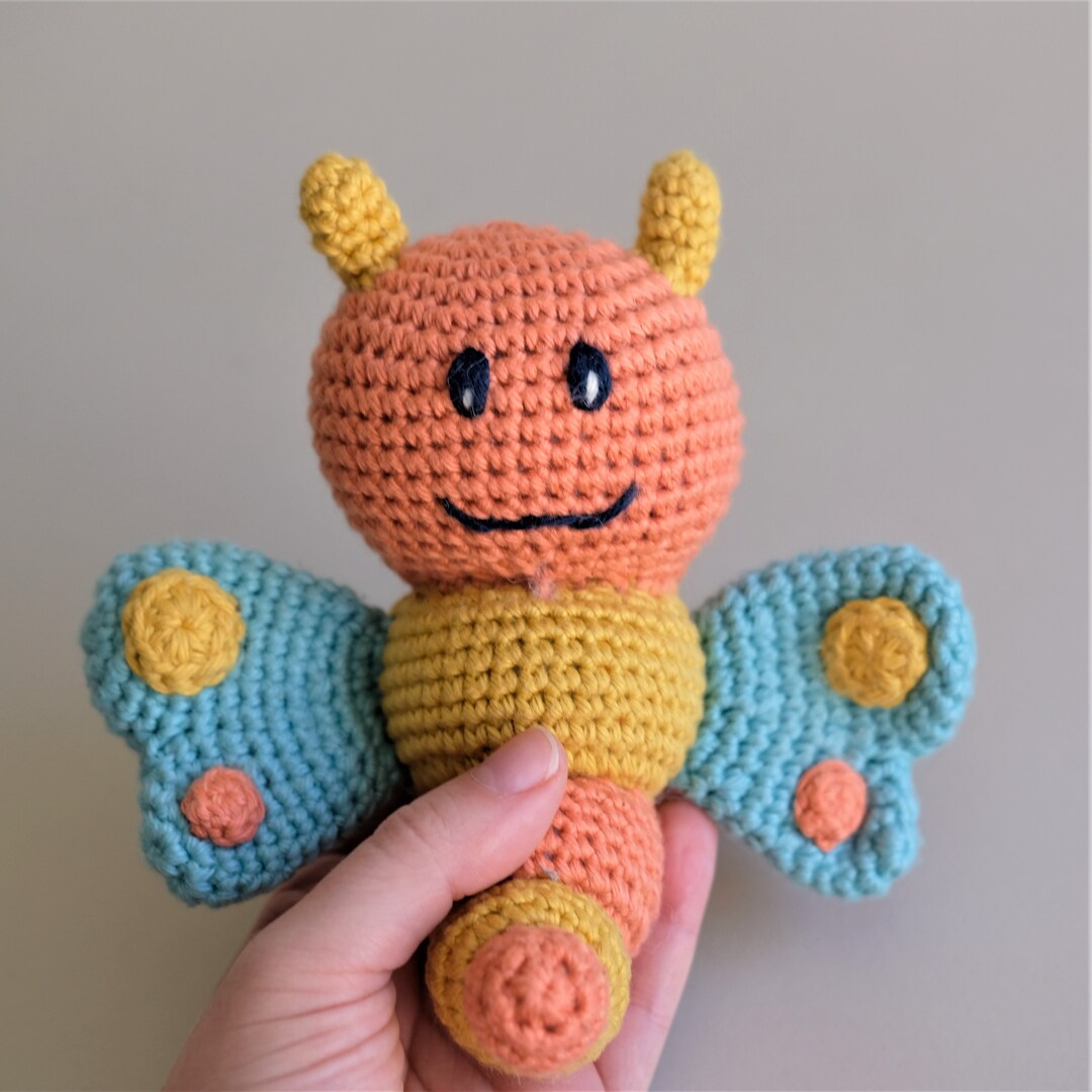 Butterfly Rattle Butterfly Toy Rattle, Crochet Butterfly Toy, Crochet Baby Rattle ...