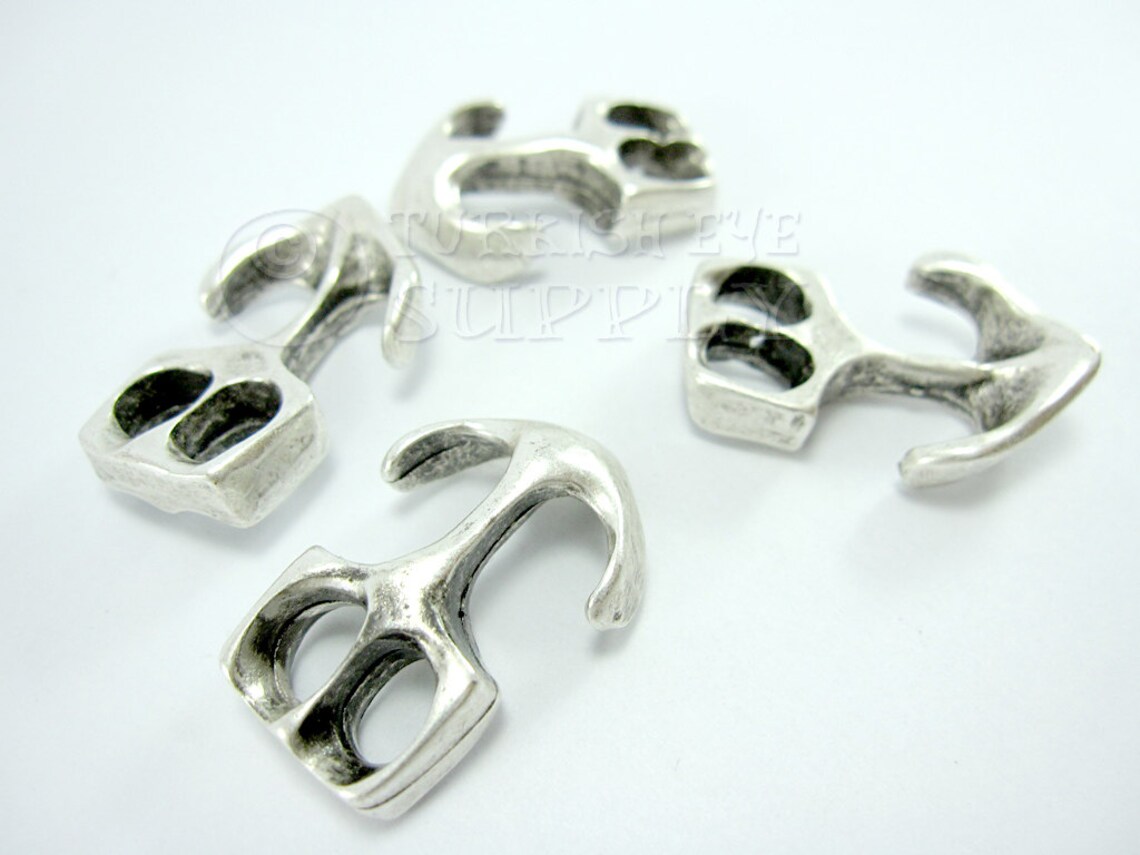 8 pc Large Anchor Clasps for Leather Bracelet Antique Silver Etsy
