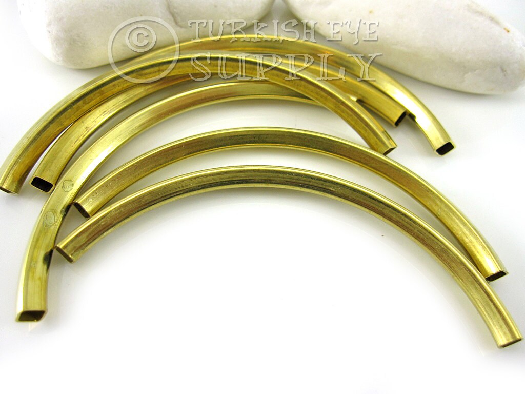 4 Raw Brass Curved Square Tube Findings 5x5x95mm Curved Etsy