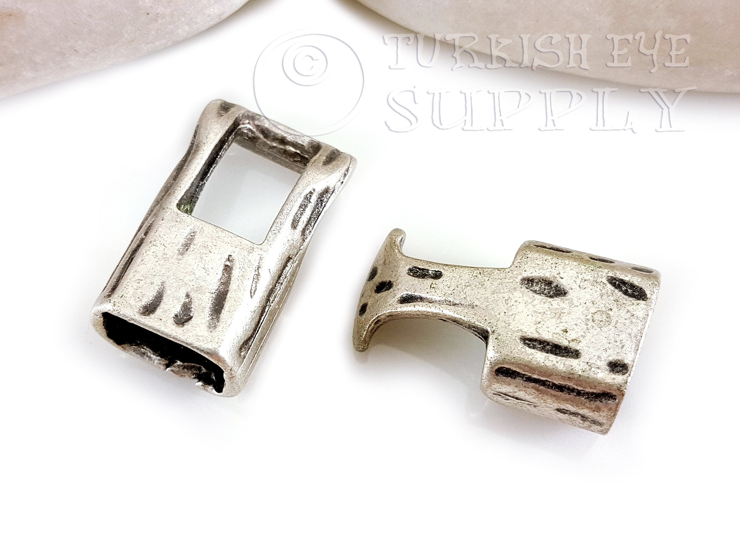 Silver Bracelet Clasp Flat Leather Clasps Interlocking Etsy