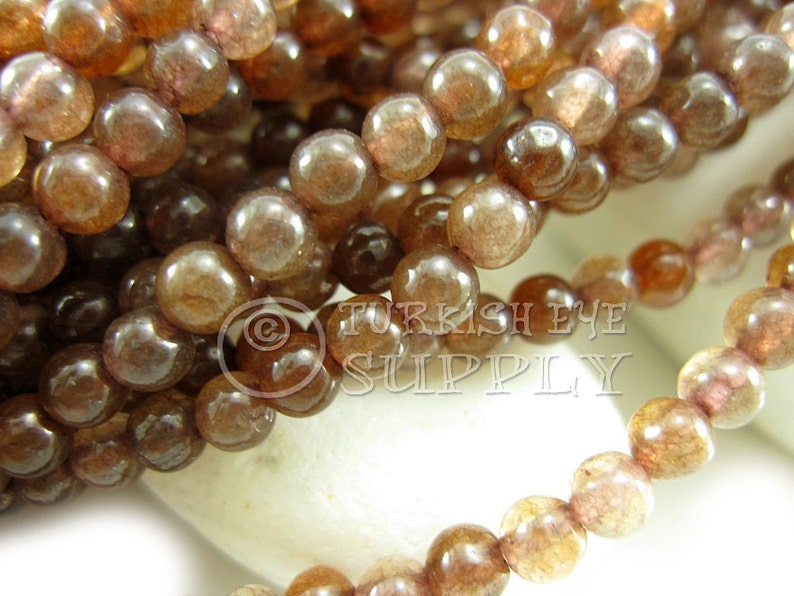 Jade Beads 4mm Round Shades of Brown Jade Bead Strands One 1 Etsy