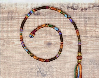 RUSTY RAINBOW Extension de cheveux végétaliens attachables avec perles en bois, accessoire de cheveux en coton, accessoire de cheveux de mode Boho, bijoux végétaliens